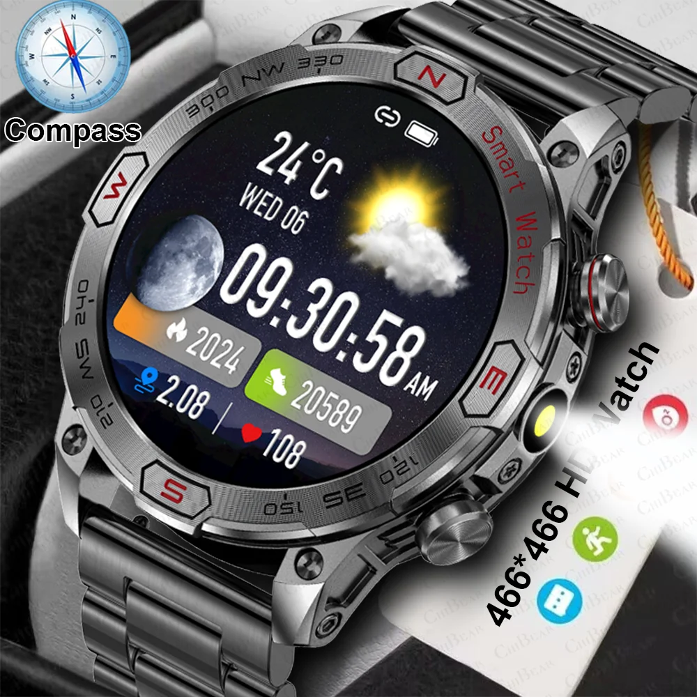 Per Huawei Xiaomi Amoled Smart Watch Men Rugged Military Bluetooth Call Heart Rate Gps Fitness Track Ip68 Smartwatch Impermeabile