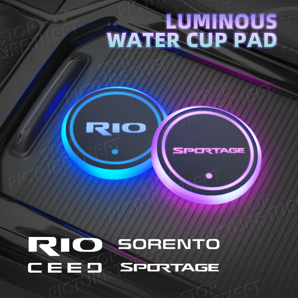 Per Sportage Ceed Rio Sorento Gt Line X Line K5 K9 K3 K2 Logo Emblem Led Car Water Cup Mat Drink Holder Auto Interior Decorativo