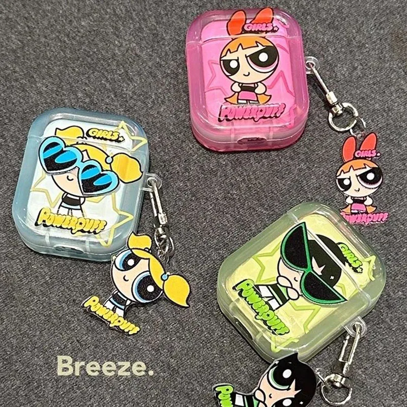Cartoon The Powerpuff Girls Custodia Per Auricolari Iphone Adatta Airpods1/2 Generation Pro Custodia Protettiva Per Auricolari Bluetooth