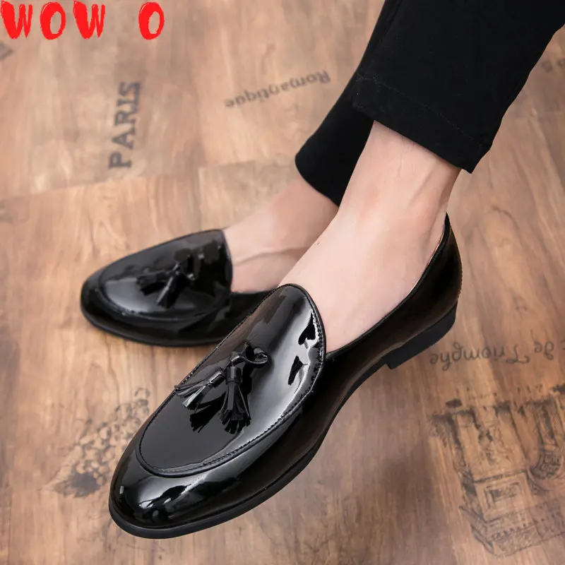 New Fashion Leather Gentleman Stress Shoes Men Business Driving Shoes Handmade Tassel Loafers Chaussure Party Flats Dress Shoes