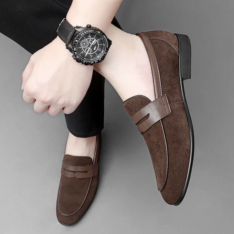 Mocassini Da Uomo In Pelle Scamosciata Super Soft British Style Business Casual Shoes Spring Men Slip On Mocassini Driving Walk Daily Shoes