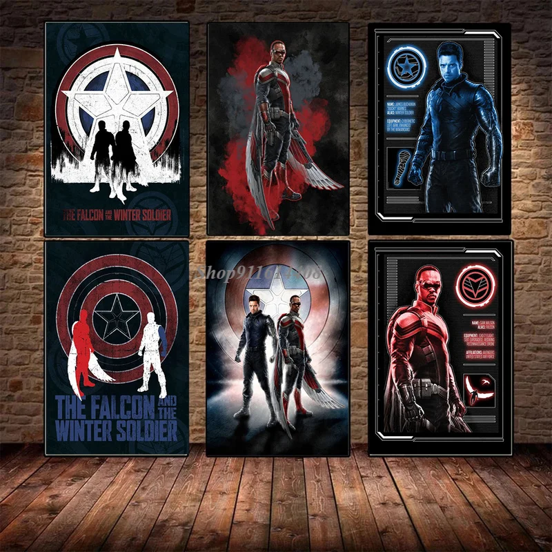 Disney Canvas Painting Classic Marvel Comic Superhero Anime Falcon And Winte Poster Stampe Wall Art Picture For Room Home Decor
