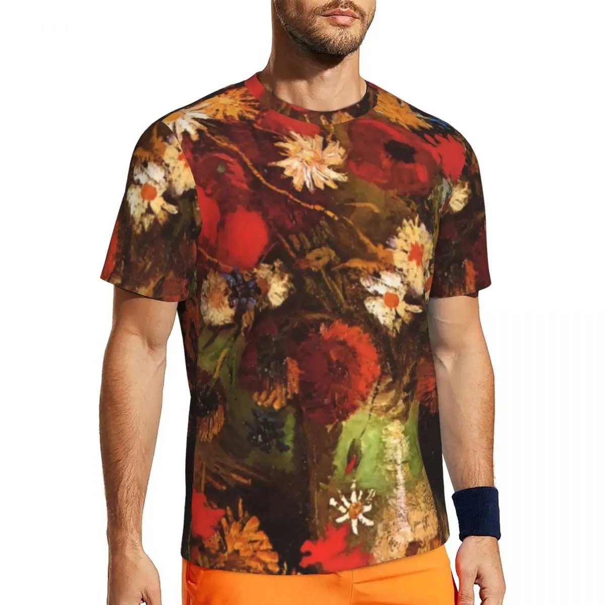 Maglietta Da Corsa Per Uomo Vincent Van Gogh Magliette Harajuku Poppies Cornflowers Magliette Estive O Collo Abbigliamento Stampato Estetico