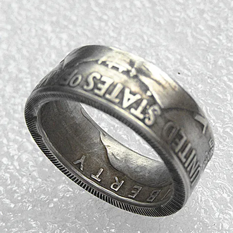 Us Franklin Half Dollar Coin Ring Rame-Lega Di Nichel Fatto A Mano Nelle Dimensioni Degli Stati Uniti 6-14
