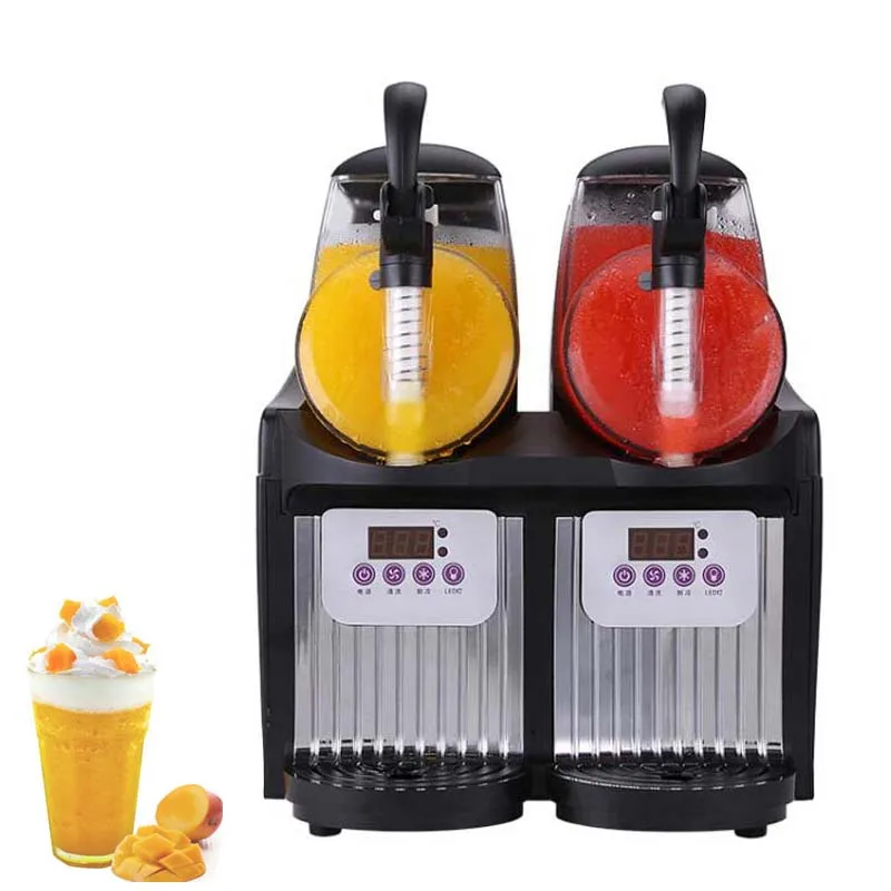 300W Slush Machine Double Slot Snow Melting Machine Snow Mud Ice Beverage Cold Drink Machine Double Tank Slush Ice Cream Machine
