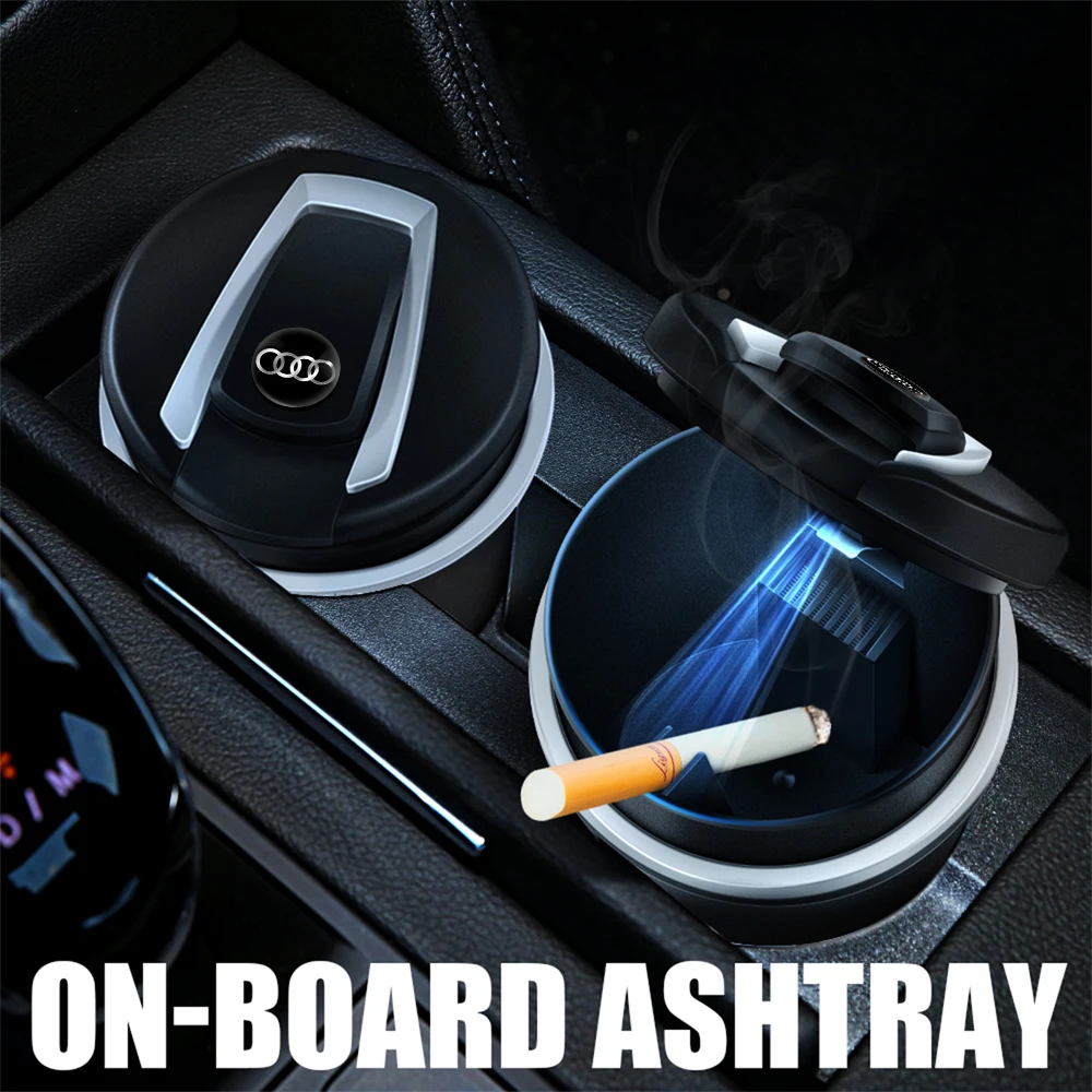 1Pc Led Car Posacenere Car Badge Storage Cup Con Coperchio Per Isolare L'Odore Per Audi Sline A4 A5 A7 S4 Rs4 A6 Tt A1 A2 A3 Q1 Q2 Q3 Q5 Q8