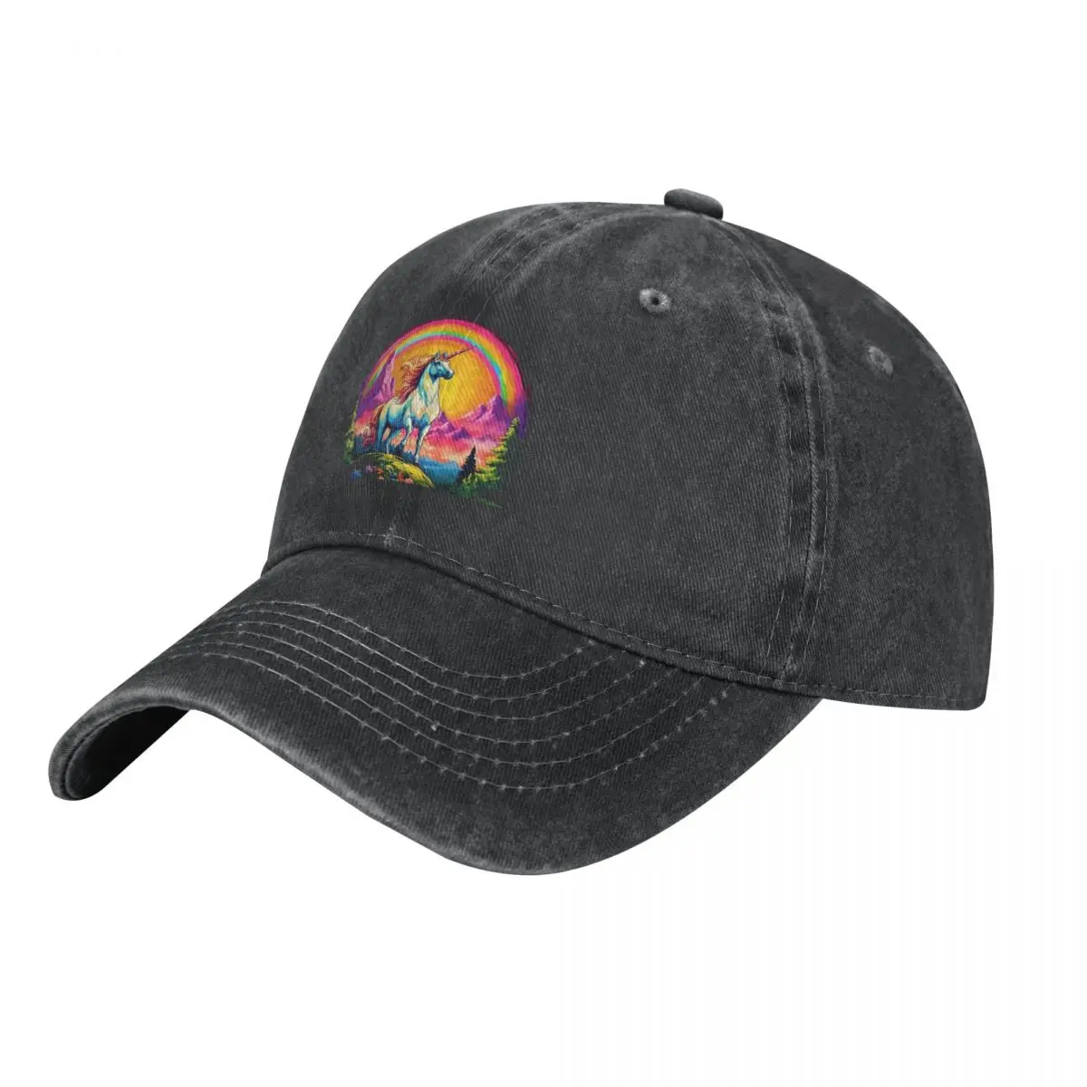 Majestic Unicorn On Rainbow Mountain Cowboy Hat Cute Beach Outing Snapback Cap Berretto Tattico Militare Boy Child Women'S