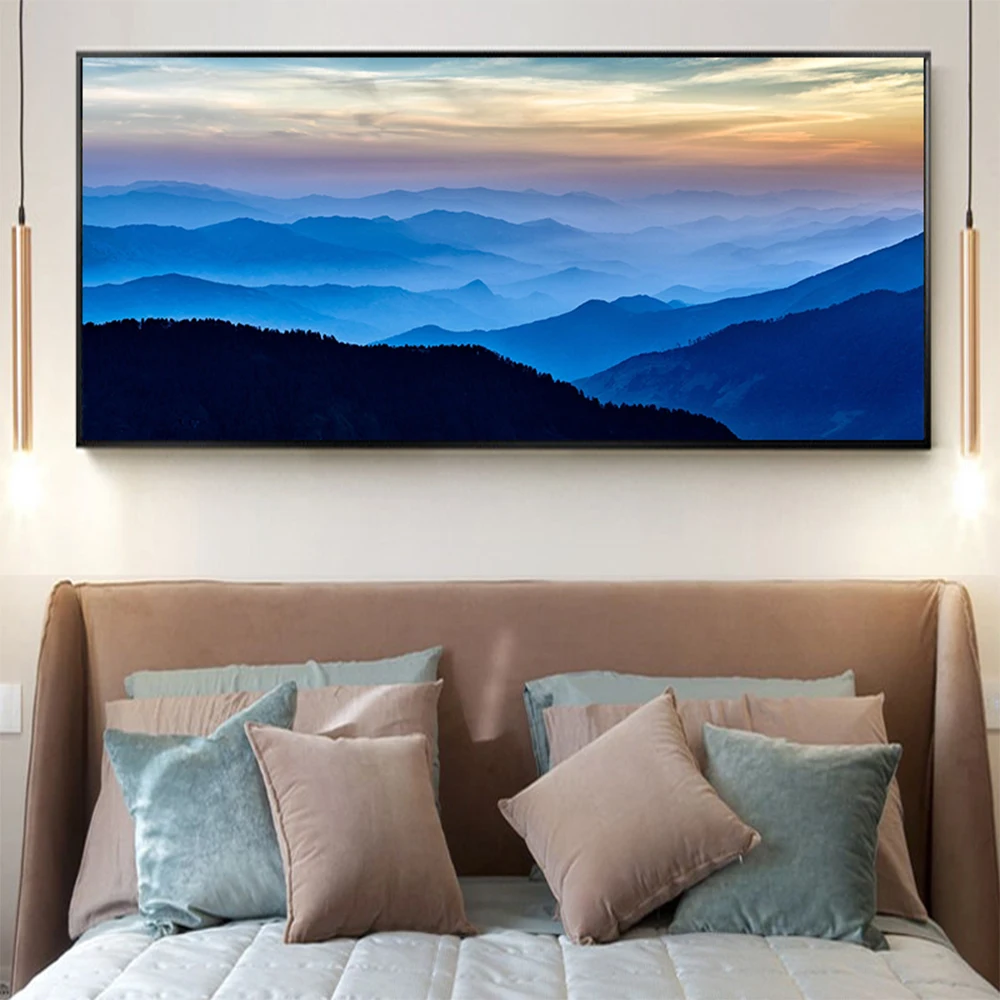 Smoky Blue Mountain Photo Canvas Print Modern Wall Art Poster Nature Landscape Picture For Living Bed Room Home Decor Cuadros