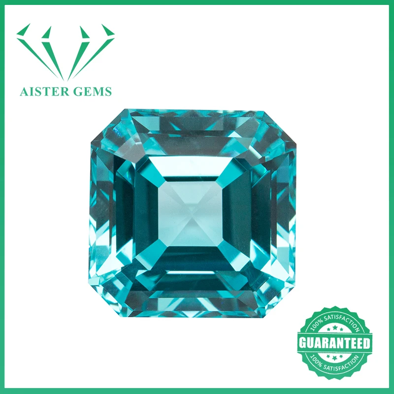 New Lab Grown Paraiba Gemstone Asscher Cut Neon Blue Tormalina Sintetica Pietre Preziose Sciolte Con Certificato Agl