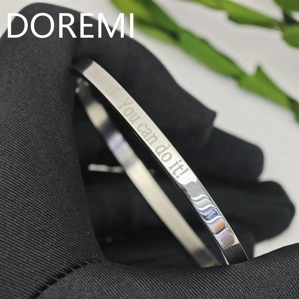 Doremi 4Mm Bangle Engrave Letters Bangle You Can Do It Letters Bangle Laser Dark Engrave Inspirial Bangles