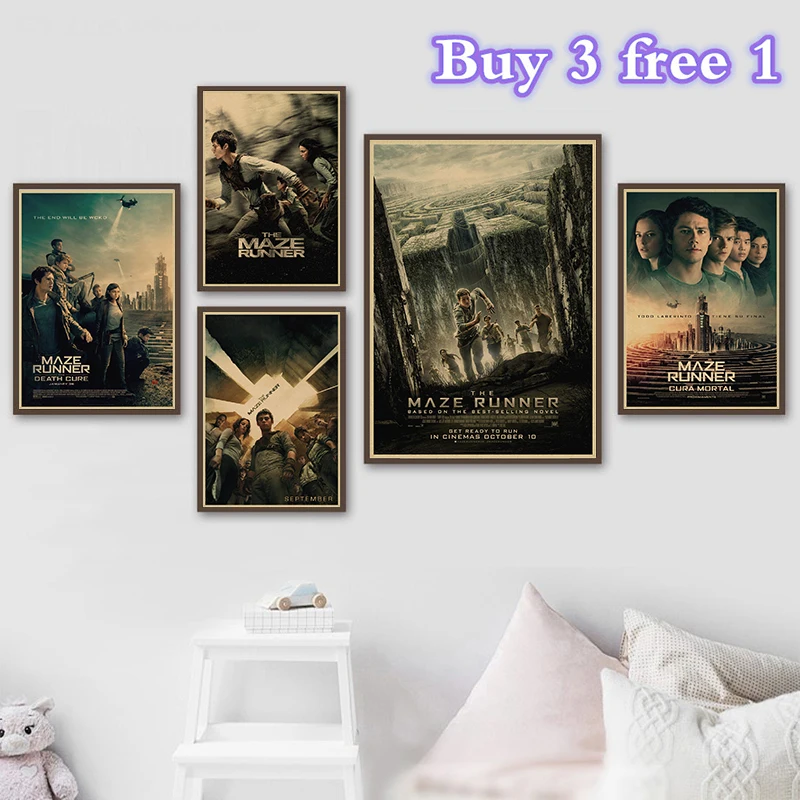 Retro Adventure Movie Series The Maze Runner Kraft Paper Poster Wall Pittura Decorativa Retro Poster Art Painting