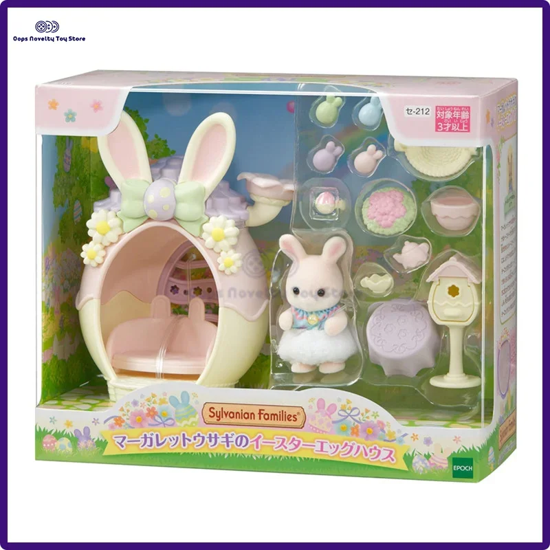 Famiglie Sylvanian Easter Eghouse Margherita Bunny Doll Gift Box Ciondolo Baby Doll Playing House Toys Giocattoli Da Collezione Compleanno