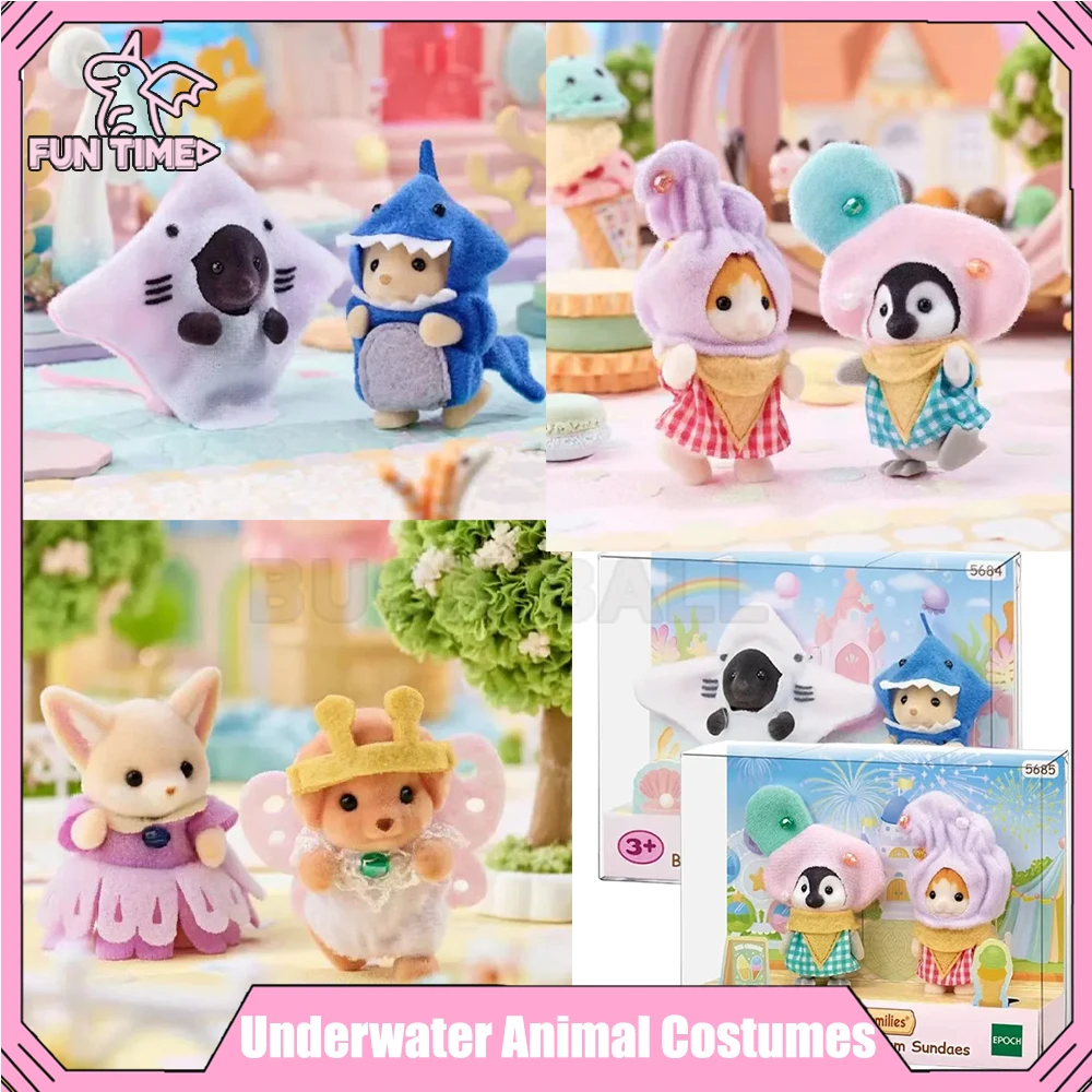 New Sylvanian Family Figures Costumi Animali Subacquei Figura Giocattolo Regalo Per Bambini Giappone Cute Forest Family Ice Cream Dressing Doll