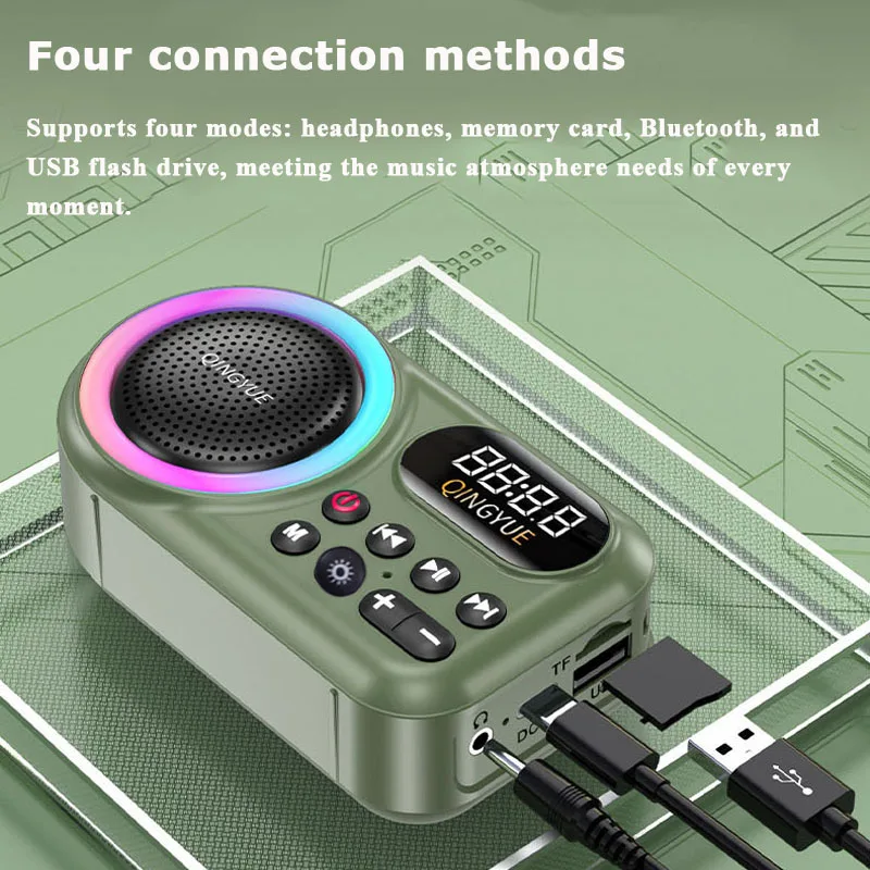 Mini Radio Fm Portatile Radio Ad Alta Sensibilità Ricevitore Strong Bass Rgb Bluetooth Speaker Recorder Tf Usb Music Player Walkman