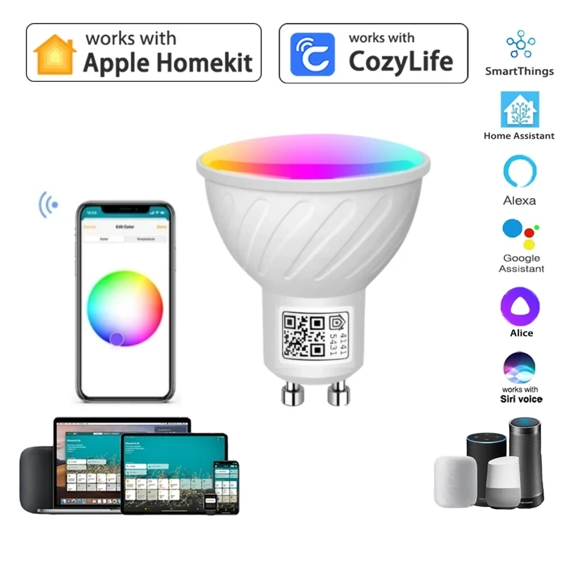 Per Apple Homekit Wifi Led Lights Smart Dimming Light Rgbcw Gu10 Bulb Siri Voice Control Alexa Google Home Smartthings Alice