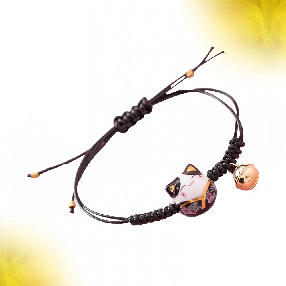 Holibanna Lucky Cat Bracciale Cute Feng Shui Maneki Neko String Bracciale Regolabile Good Luck String Perline Intrecciate Bell