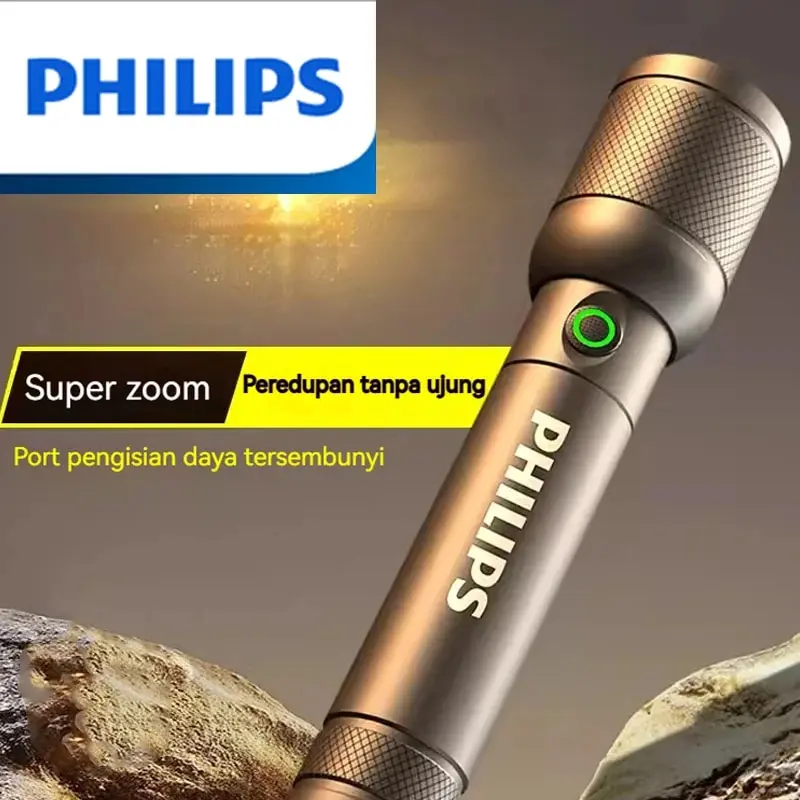 Torcia Con Zoom Ottico Philips Torcia Di Tipo C Con 4 Modalità Di Illuminazione Per Campeggio, Escursionismo, Torcia Da Campeggio