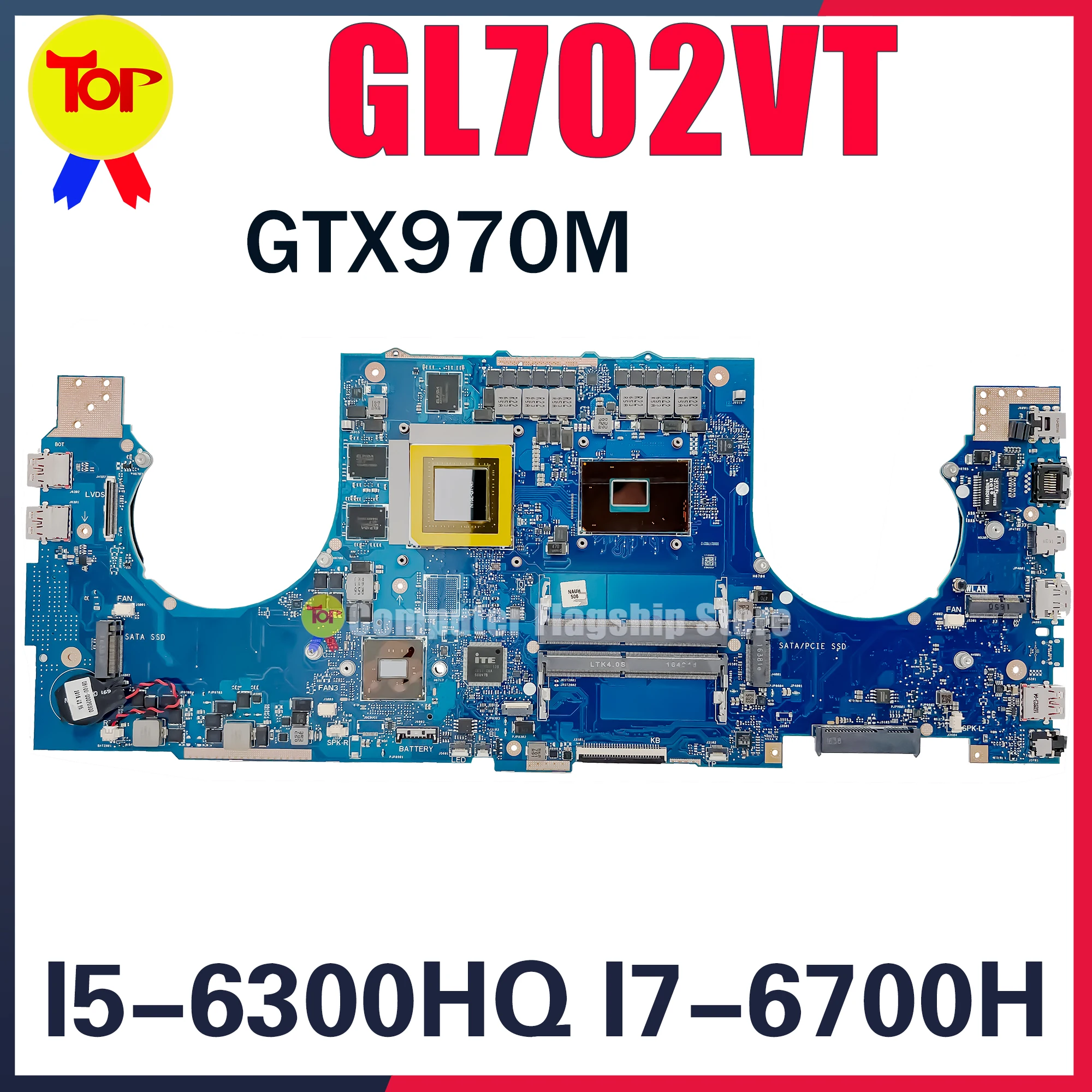 Scheda Madre Del Computer Portatile Gl702Vt Per Scheda Madre Asus Rog Strix Gl702V S7Vt I5-6300H I7-6700H Gtx970-V3G/V6G 100% Teste Funziona