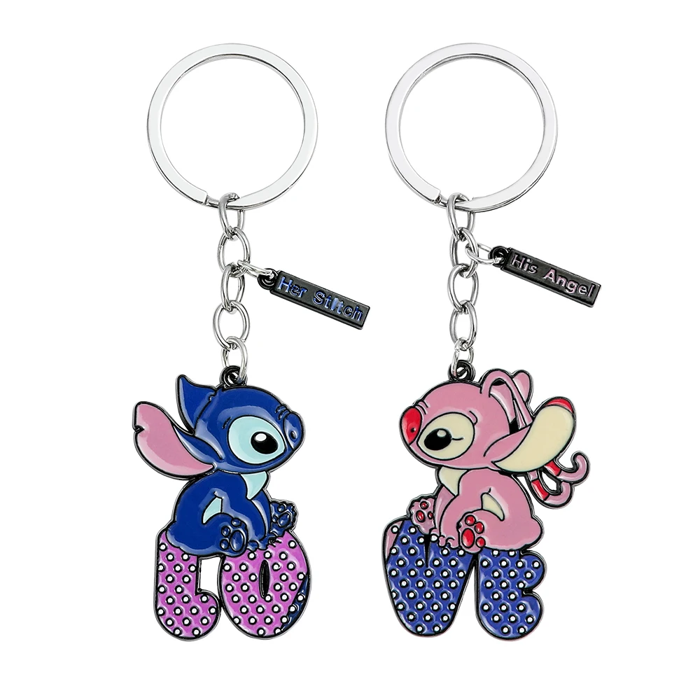 Lilo & Stitch Cute Couple Love Stitch E Angel Ciondolo Portachiavi Per Gli Amanti Zaino Portachiavi Accessori Regali