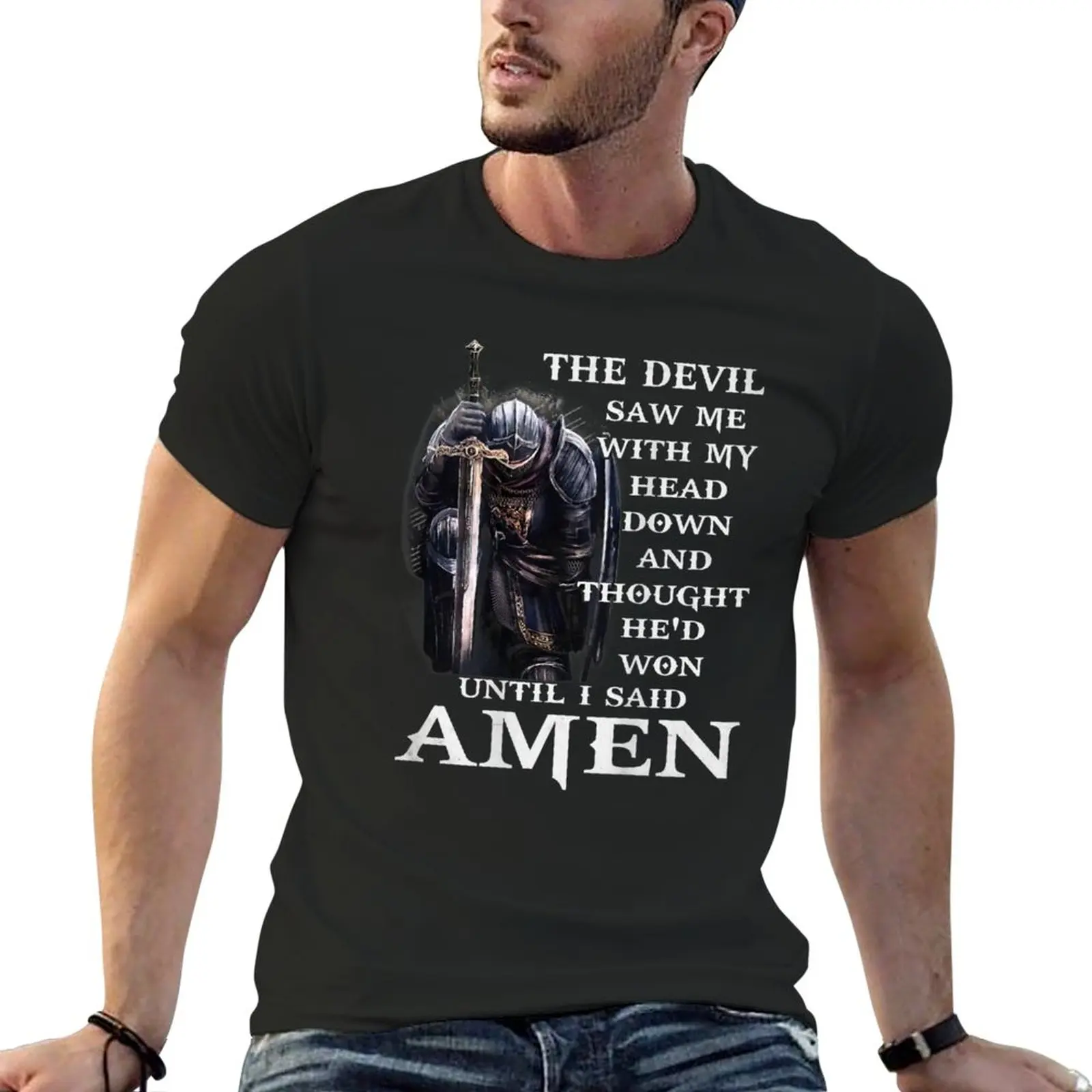New Jesus The Devil Saw Me With My Head Down T-Shirt T-Shirt Per Un Ragazzo T-Shirt Nera T-Shirt Da Uomo