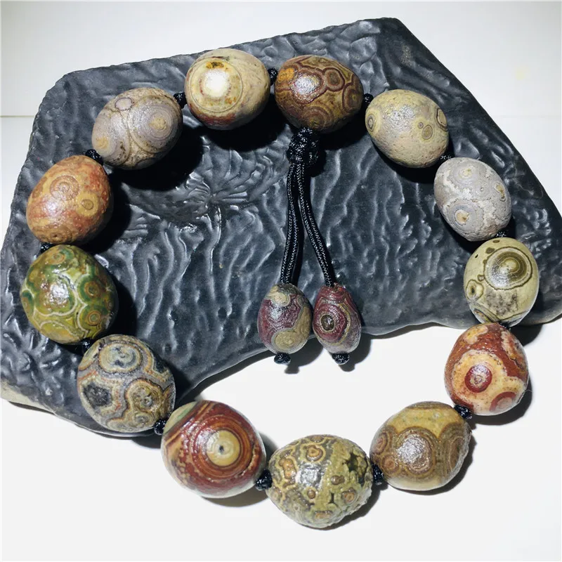 Natural Gobi Agate Alashan Agata Eye Stone Tricolore Eye Agate Raw Stone Bracciale Rare Energy Stone Jewelry Bracciale Con Ciondoli Da Uomo