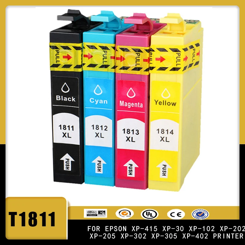 Vilaxh Per Stampante Compatibile Epson 18Xl T1811 T1814 Per Epson Xp-415 Xp-30 Xp-102 Xp-202 Xp-205 Xp-302 Xp-305 Xp-402