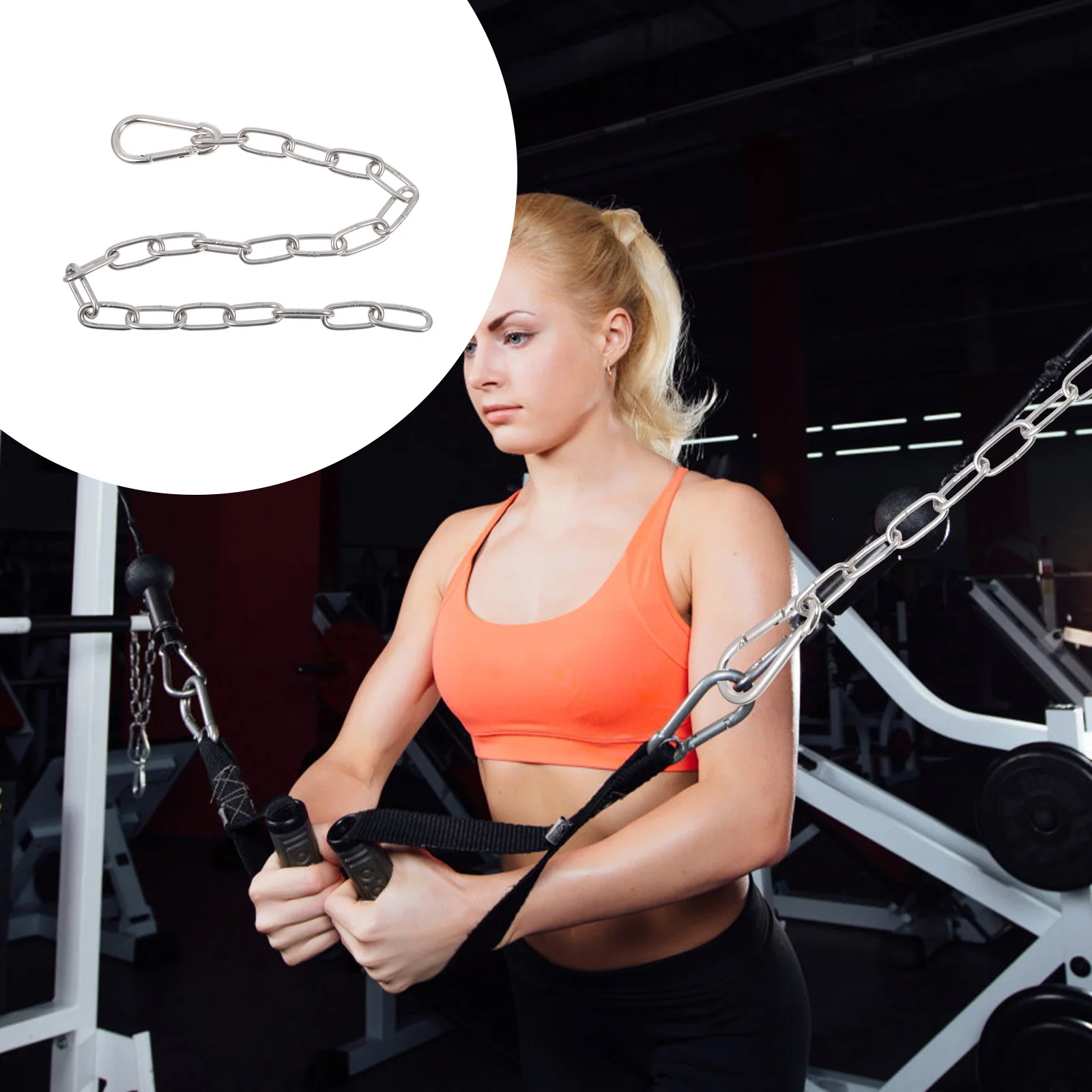Down Chain Accessory Down Bar Fitness Extension Chain Gym Handles Attachment Chain Cable Machine Attachment Extension Chain