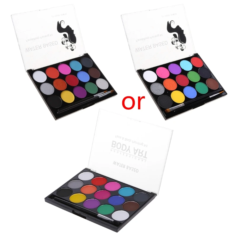N80D Face Body Paint Con Pennello 15 Colori Trucco Solubile In Acqua Per Body Art