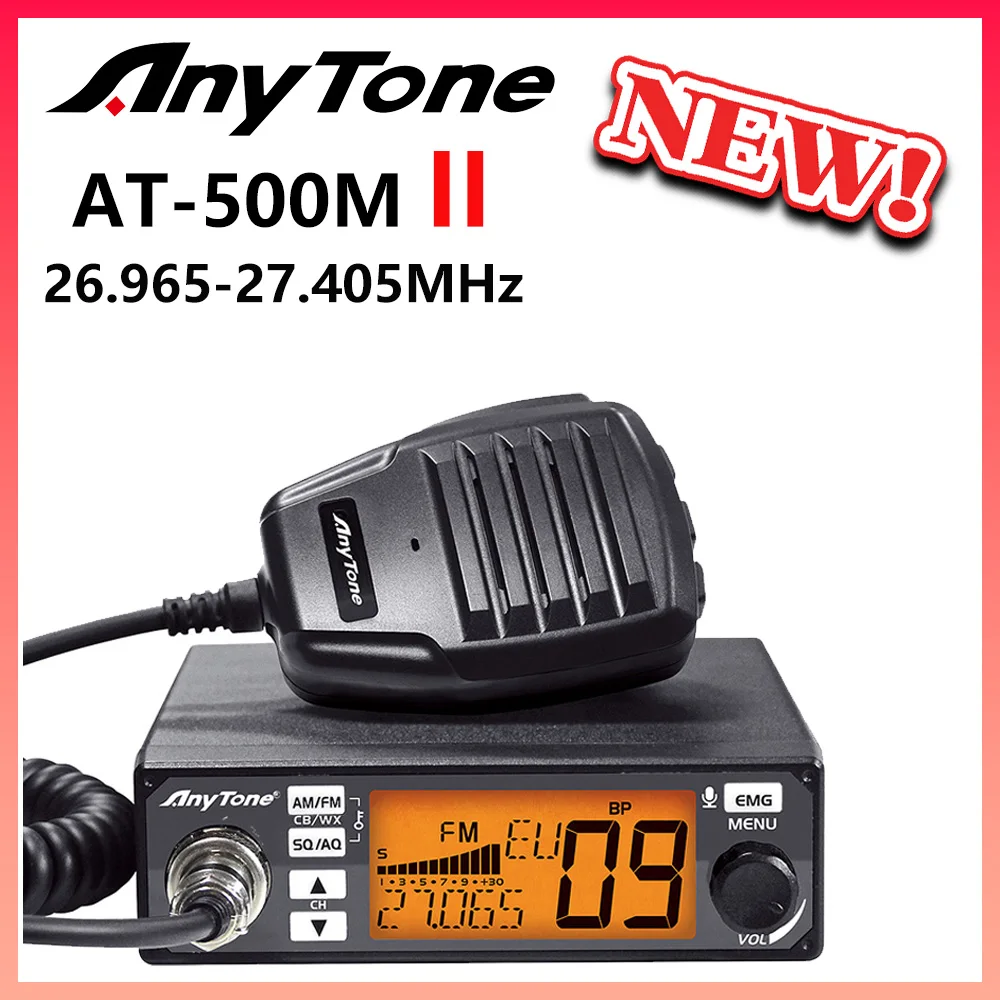 Nuovo At-500M Ii Anytone Cb Radio 26.965-27.405Mhz Am/Fm Radio Con Funzione Di Riduzione Del Rumore Wx Weather Channel Autoradio