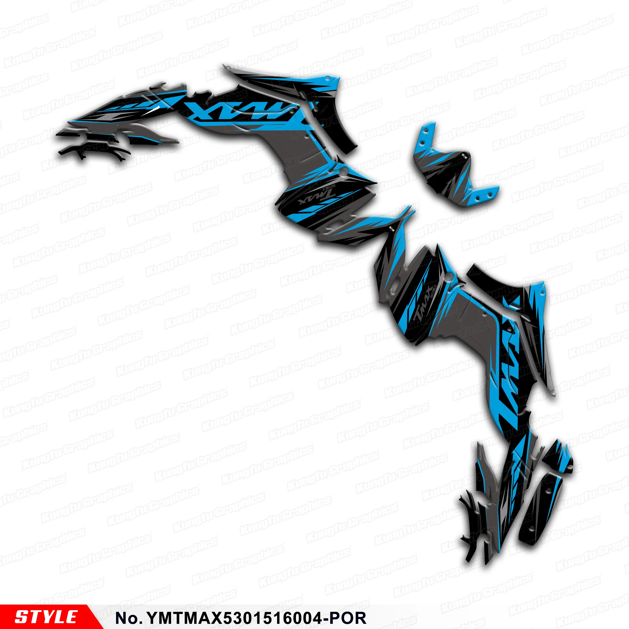 Decalcomanie Laminate Grafiche Racing Per Yamaha Tmax 530 2015-2016, Ymtmax5301516004-Por