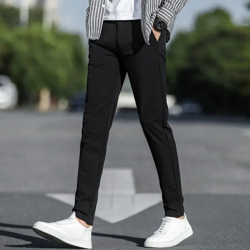 2022 Men'S Summer New Fashion Solid Color Long Trousers Male Thin Breathable Casual Pants Men Slim Skinny Pencil Pants G239