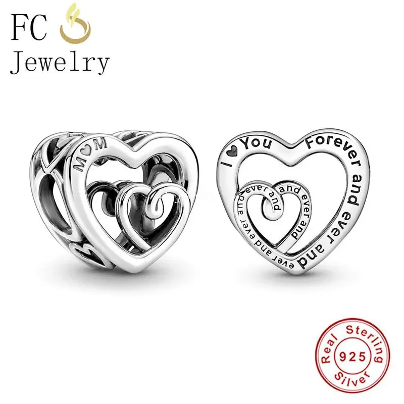 Fc Jewelry Fit Original Brandcharms Bracciale 925 Sterling Silver Mum I Love You Forever And Ever Bead Pendant Made Berloque Diy
