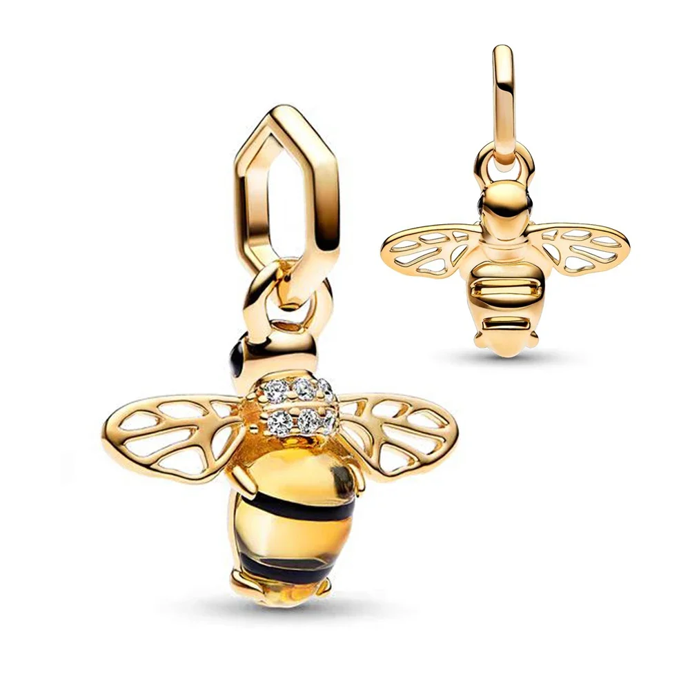 Sparkling Bee Ciondola Charm Bead Fit Braccialetto Pandora Originale Regalo Di Gioielli Da Donna Fai Da Te