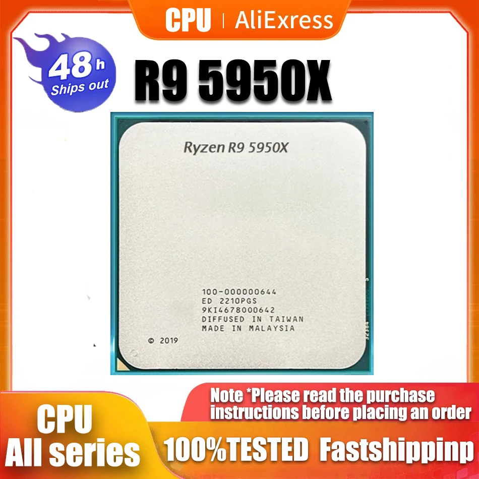 Amd Ryzen 9 5950X R9 5950X 3.4 Ghz 16 Core 32 Thread Processore Cpu 7Nm L3 = 64M 100-000000059 Socket Am4
