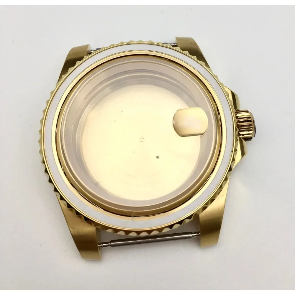 Cassa Dell'Orologio Da 40Mm Cassa In Pvd Dorato Cinturino In Acciaio Inossidabile Vetro Zaffiro Adatto Per Movimento Nh35 36 Per Stile Rolex Seiko Skx
