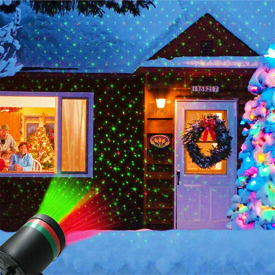 Mobile Full Sky Star Christmas Laser Projector Dj Disco Ball Stage Light Outdoor Red Green Garden Lawn Lamps Illuminazione Natalizia