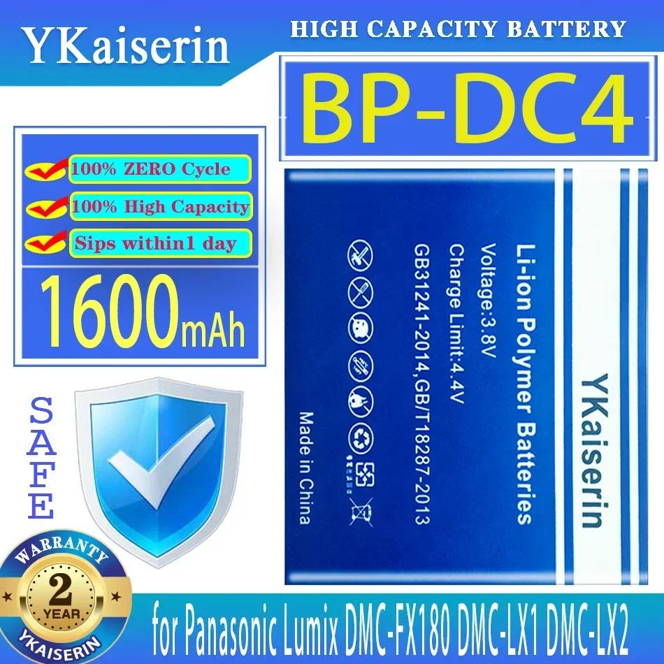 Ykaiserin 1600Mah Batteria Di Ricambio Bp-Dc4 Bpdc4 Per Panasonic Lumix Dmc-Fx180 Dmc-Lx1 Dmc-Lx2 Lx3 Fs1 Fs2 Fx01 Fx07