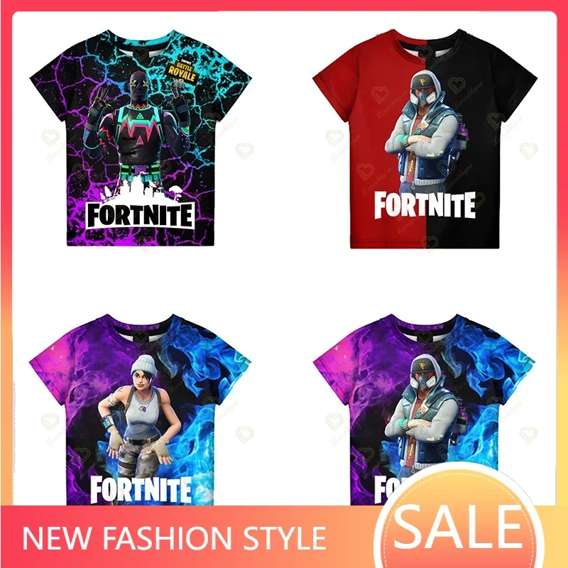 Fortnite Tshirt Battle Royale Boys Girls Cartoon T-Shirt 3D Per 3-14 Anni Victory Royale Game Kids Tops Teen Clothes