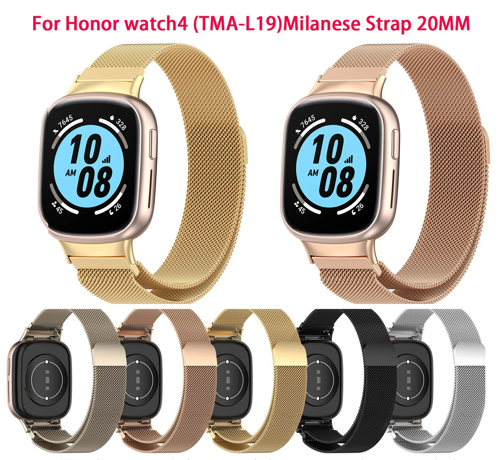 Per Honor Watch 4 Magnetic First Grain Milano Tma-L19 Bracciale 20Mm Wristband Honor Watch4 Tma-L19 Cinturino Di Ricambio