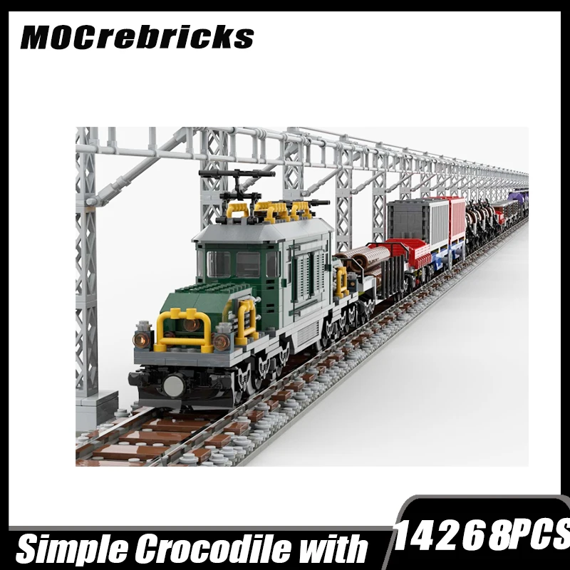 Intercity Swiss Crocodile Train Carrier Moc Building Block Railway Freight Car Assembly Model Education Giocattoli Puzzle Per Bambini