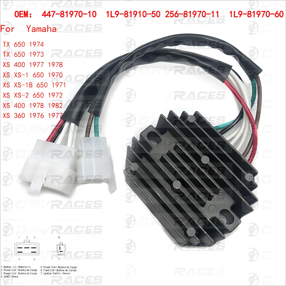 Raddrizzatore Del Regolatore Di Tensione Del Motociclo Per Yamaha Tx 650 Xs400 Xs-1 Xs-1B Xs-2 650 Xs 360 Muslimaur 256-81970-11