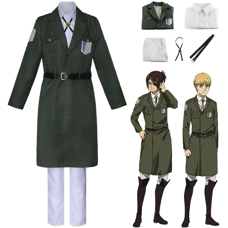 Anime Attack On Titan Cosplay Levi Costume Shingek No Kyojin Scouting Legion Soldier Coat Trench Jacket Uniforme Halloween Outfit