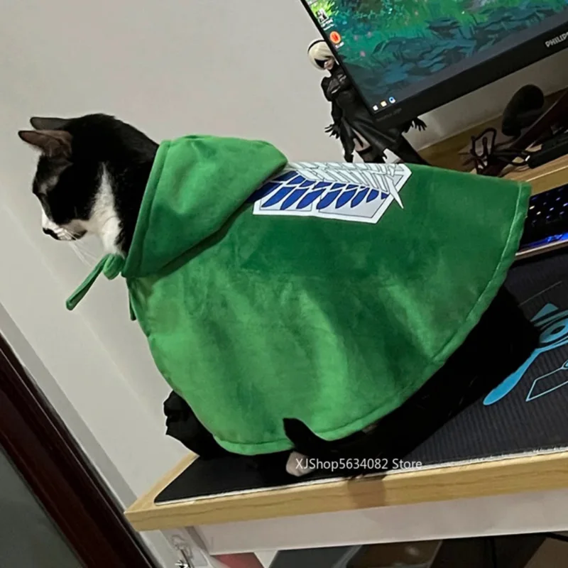 Attack Titaner Cat Cloak Costume Cosplay Shingeki No Kyojin Survey Dog Pet Cape Halloween Christmas Carnival Photography Puntelli