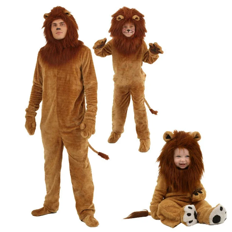 Bambini Adlut Unisex The Lion King Costume Cosplay Long Haired Lions Animal Party Performance Fancy Dress Tute