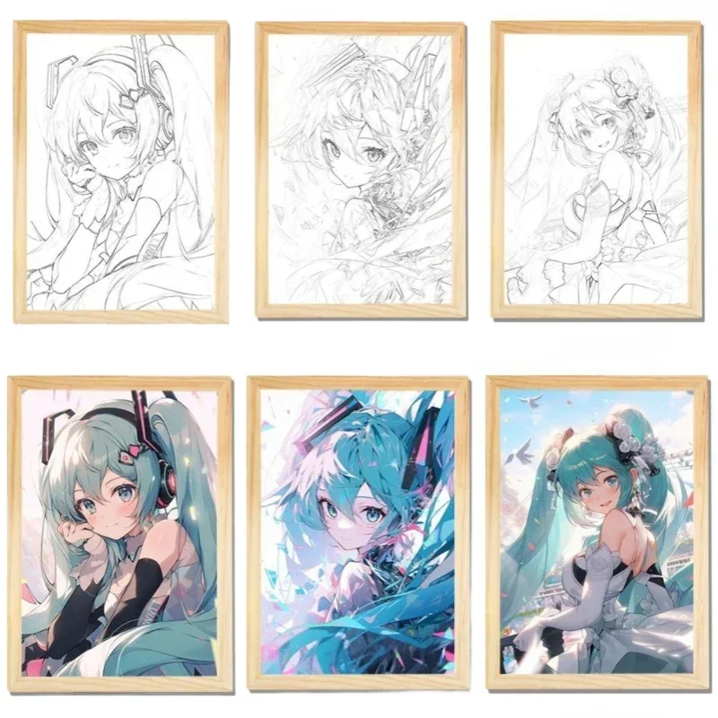 Hatsune Miku Night Light Anime Cute Cartoon Light Painting Led Photo Frame Giapponese Kawaii Girl Heart Ornament Regalo Di Festa Nuovo