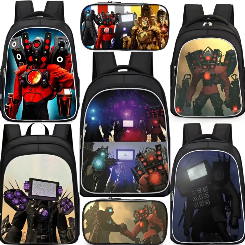 Skibidi Toilet Backpack For School Bag Titans Cameraman Lunch Box Skibidi Mochila Speaker Tv Uomo Donna Astuccio Bookbag Kid