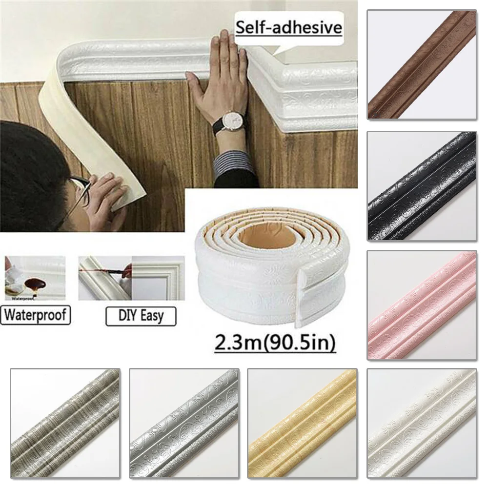 Linea Di Battiscopa 3D Wall Edging Strip Pvc Utilizzato Per Fai Da Te Decorare Parete Porta Telaio Porta Scale Tv Sfondo Wall Art Room Decor