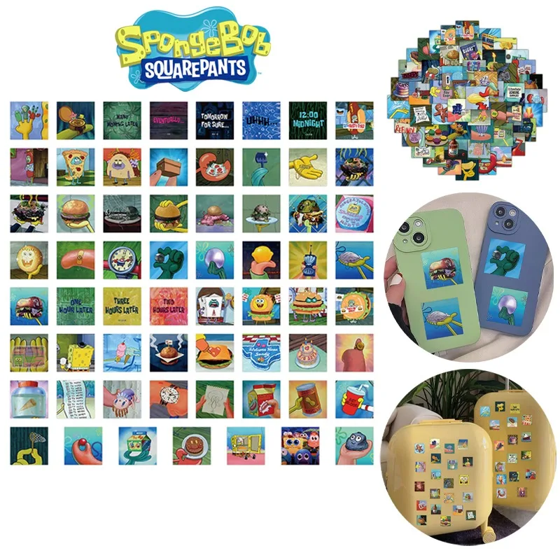 60Pcs Cartoon Spongebob Squarepants Sticker Anime Fai Da Te Manuale Decorativo Pinup Picture Bagagli Laptop Sticker Accessori Regali