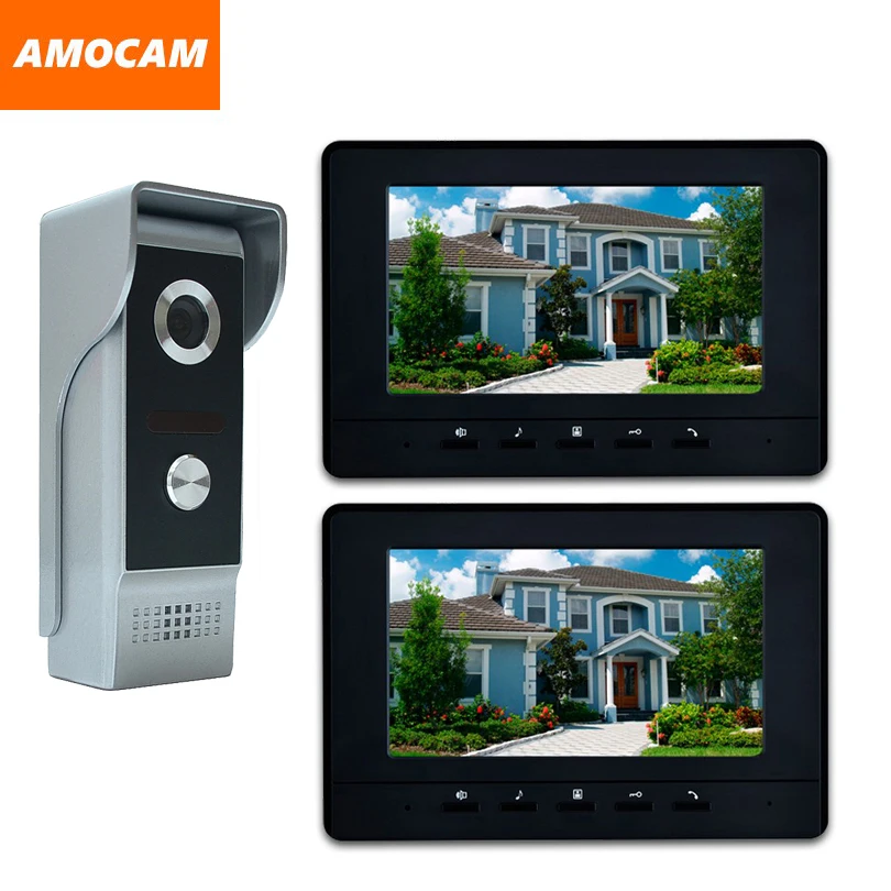 7 "Lcd 2Pcs Monitor Videocitofono Citofono Campanello Di Sicurezza Kit Citofono Di Sicurezza Domestica Videocitofono Campanello Citofono