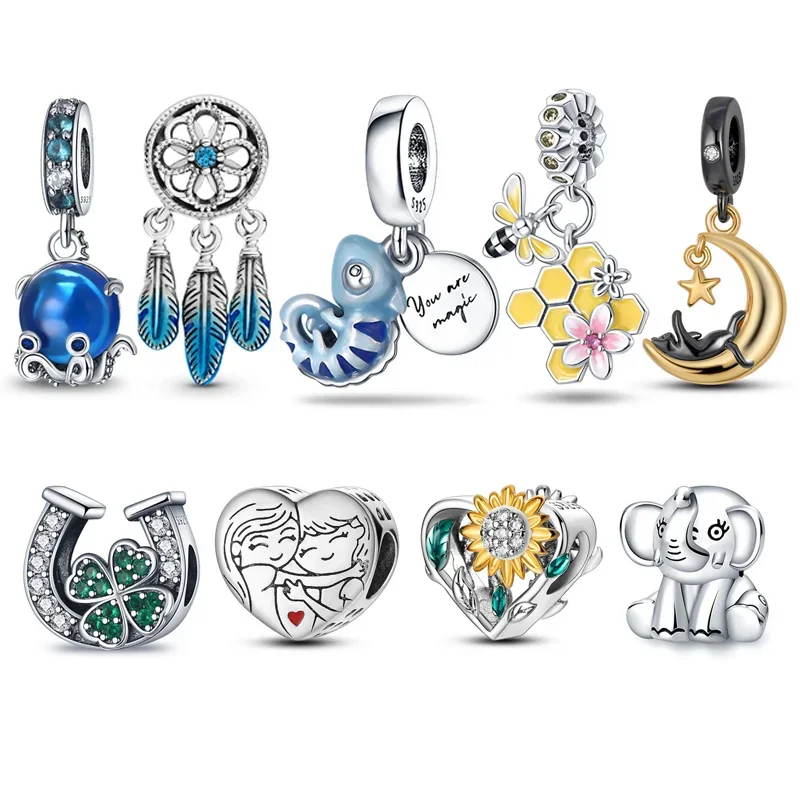 925 Sterling Silver Girasole Charm Evil Eye Castle Bead Per Originale Pandora Charm Bracciale Fai Da Te Fai Gioielli Regalo Per Le Donne